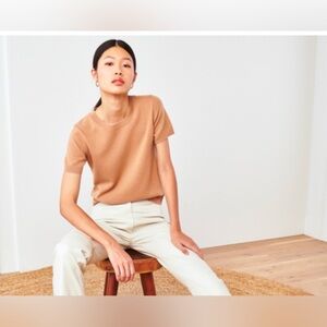NWT Quince Short Sleeve Knit Tee in Camel Brown
